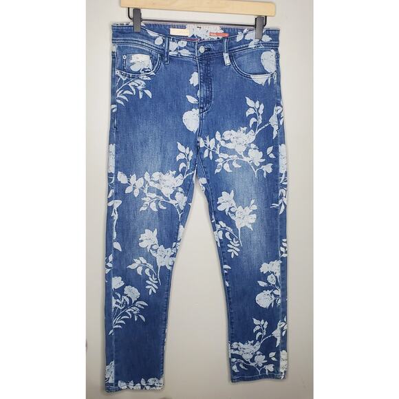 Pilcro Anthropologie Slim Boyfriend Crop Floral Motif Jeans Women's Size 27 - Picture 3 of 14